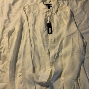 Men’s 100% linen shirt size 2XLT white never worn w/tags Banana Republic